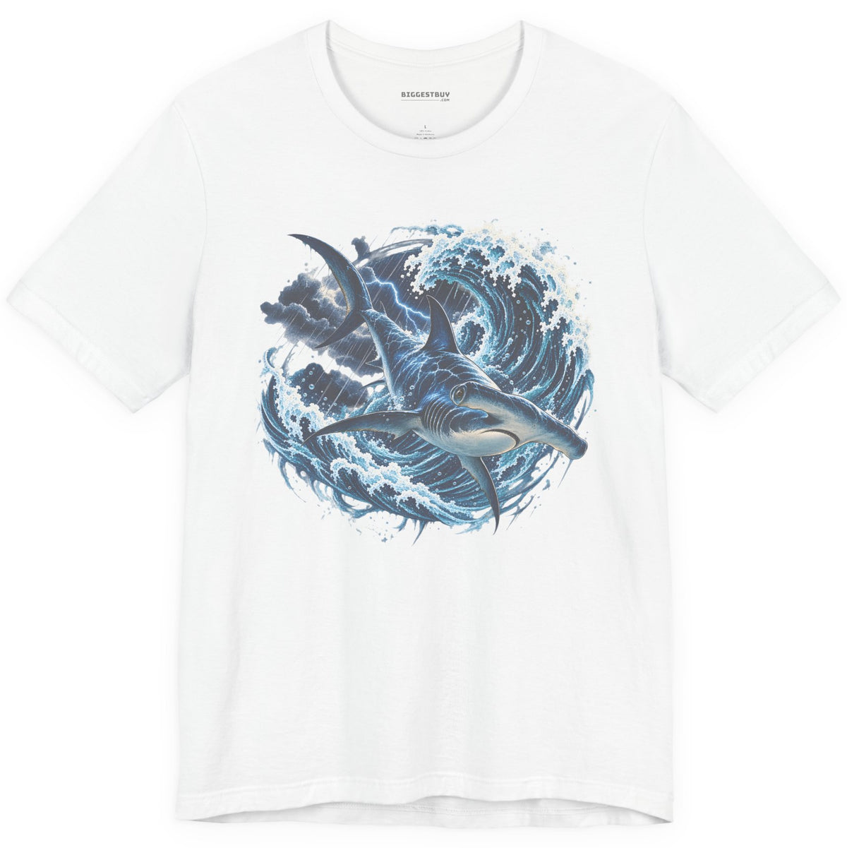 Oceanic Roar - Classic Jersey Tee in White, front view