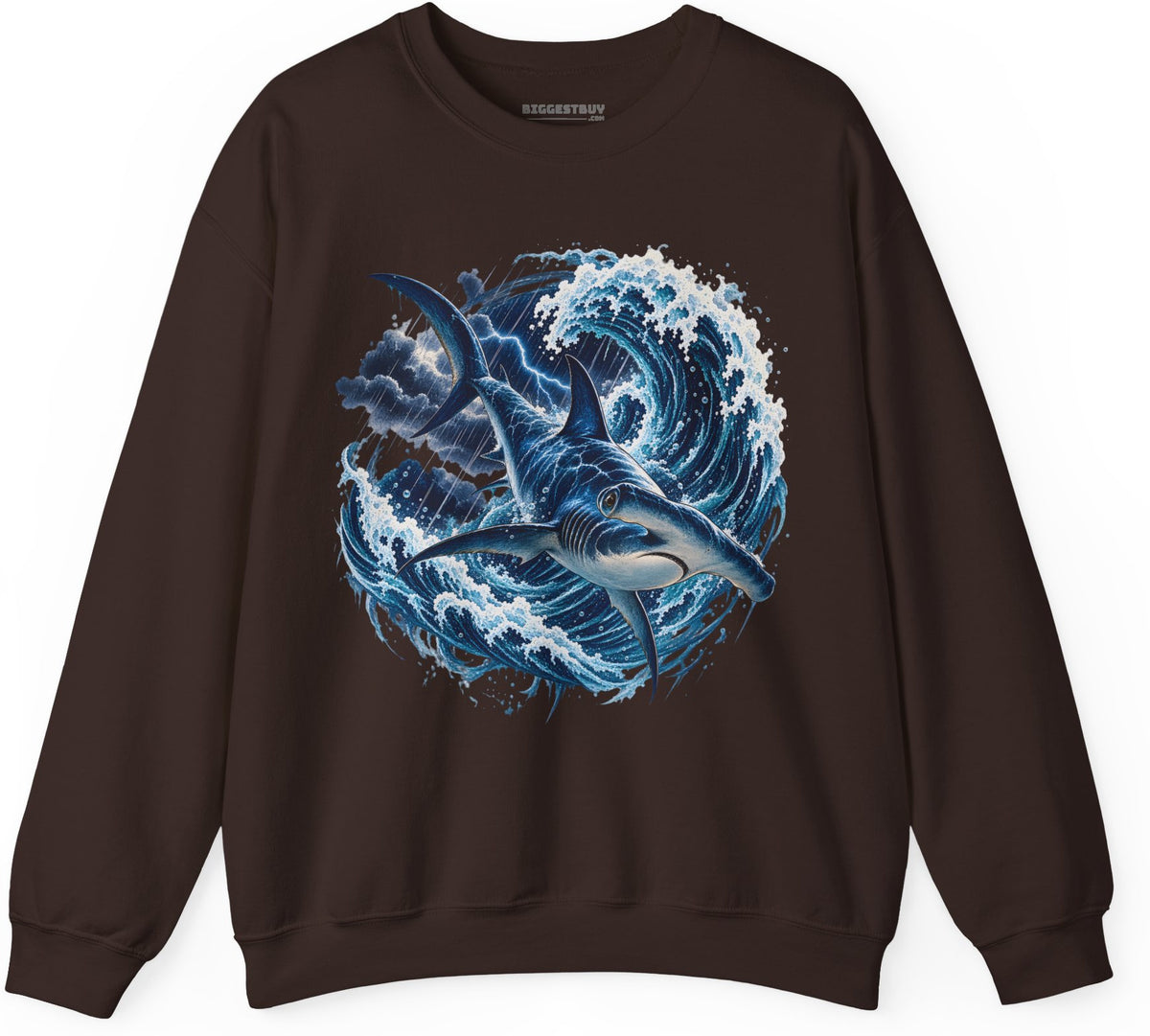 Oceanic Roar - Crewneck Sweatshirt in Dark Chocolate, front view