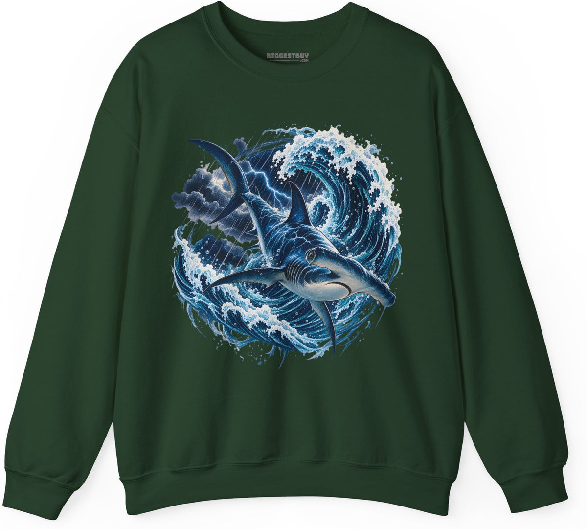 Oceanic Roar - Crewneck Sweatshirt in Forest Green, front view