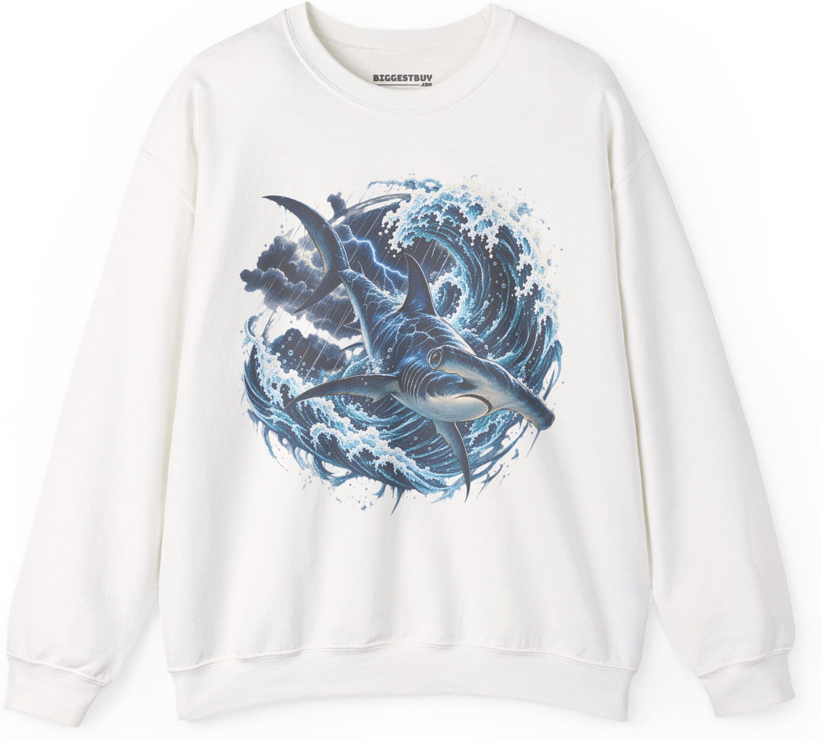 Oceanic Roar - Crewneck Sweatshirt in White, front view