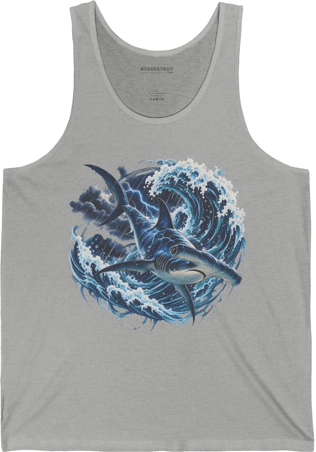 Oceanic Roar - Jersey Tank Top in Athletic Heather, front view