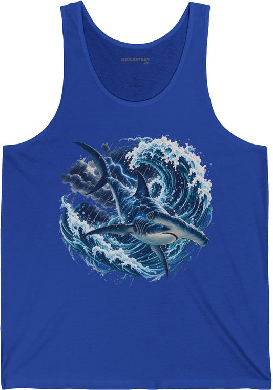 Oceanic Roar - Jersey Tank Top in True Royal, front view