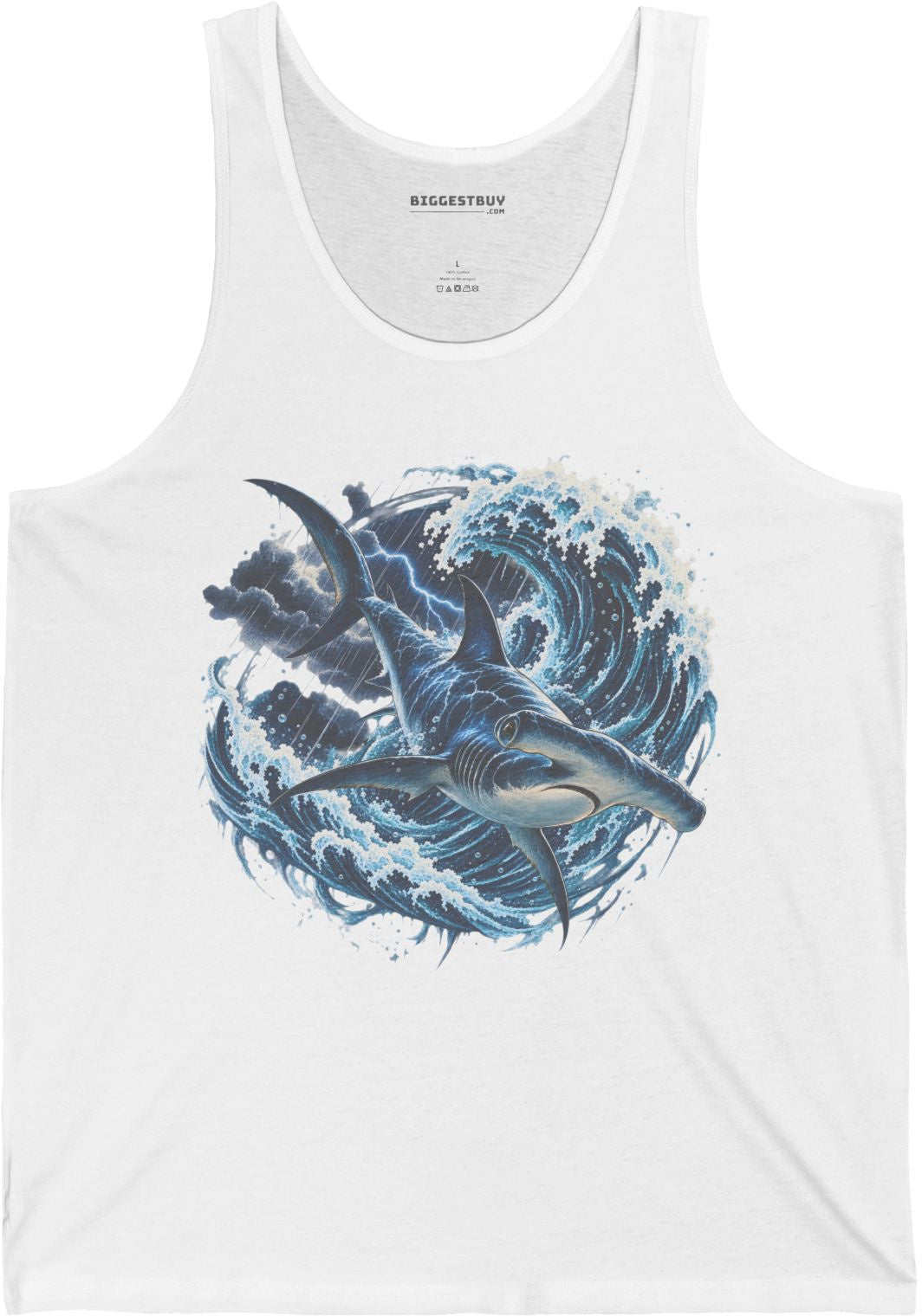 Oceanic Roar - Jersey Tank Top in White, front view