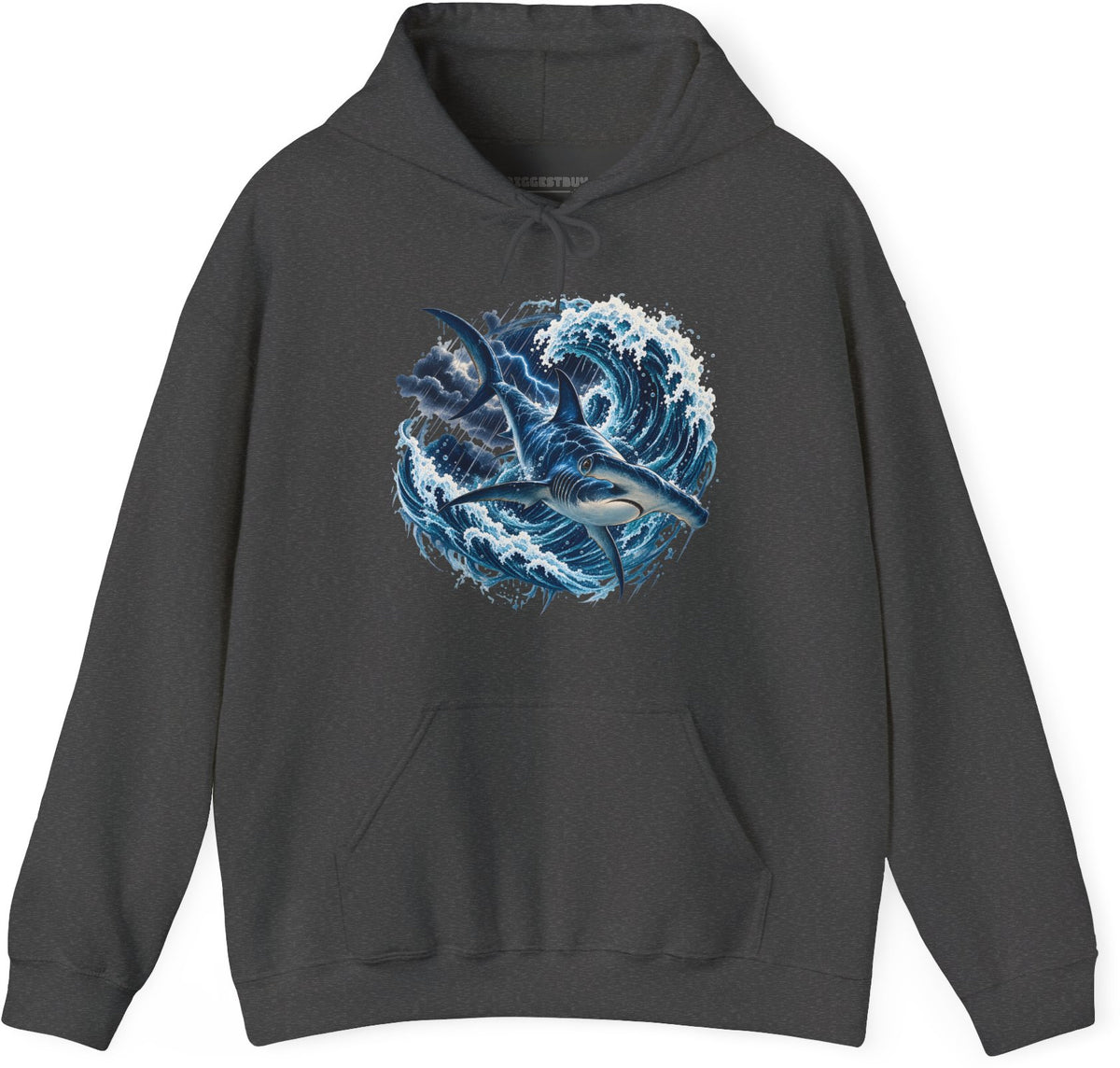 Oceanic Roar - Pullover Hoodie in Dark Heather, front view