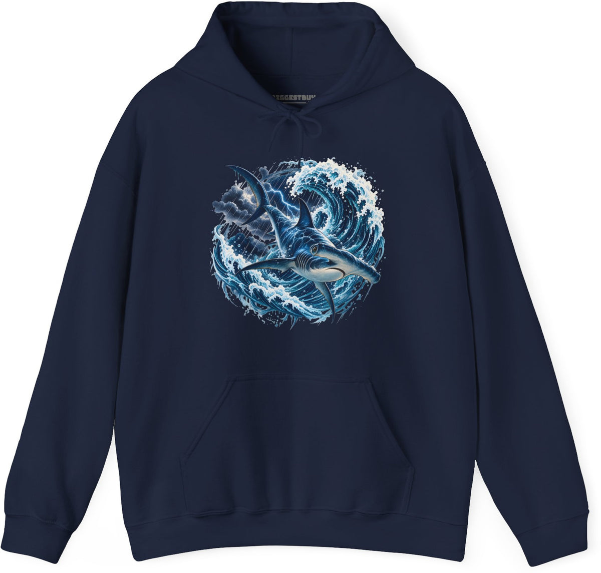 Oceanic Roar - Pullover Hoodie in Navy, front view