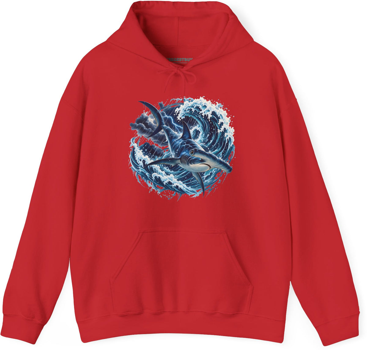 Oceanic Roar - Pullover Hoodie in Red, front view
