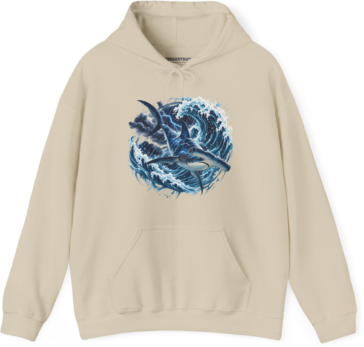 Oceanic Roar - Pullover Hoodie in Sand, front view