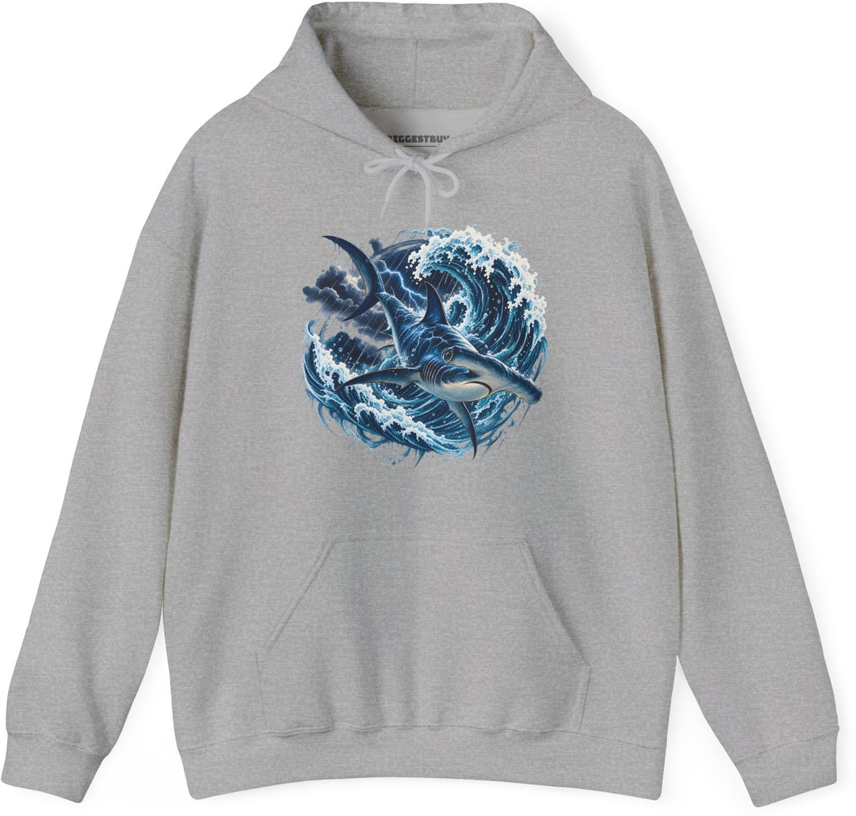 Oceanic Roar - Pullover Hoodie in Sport Grey, front view