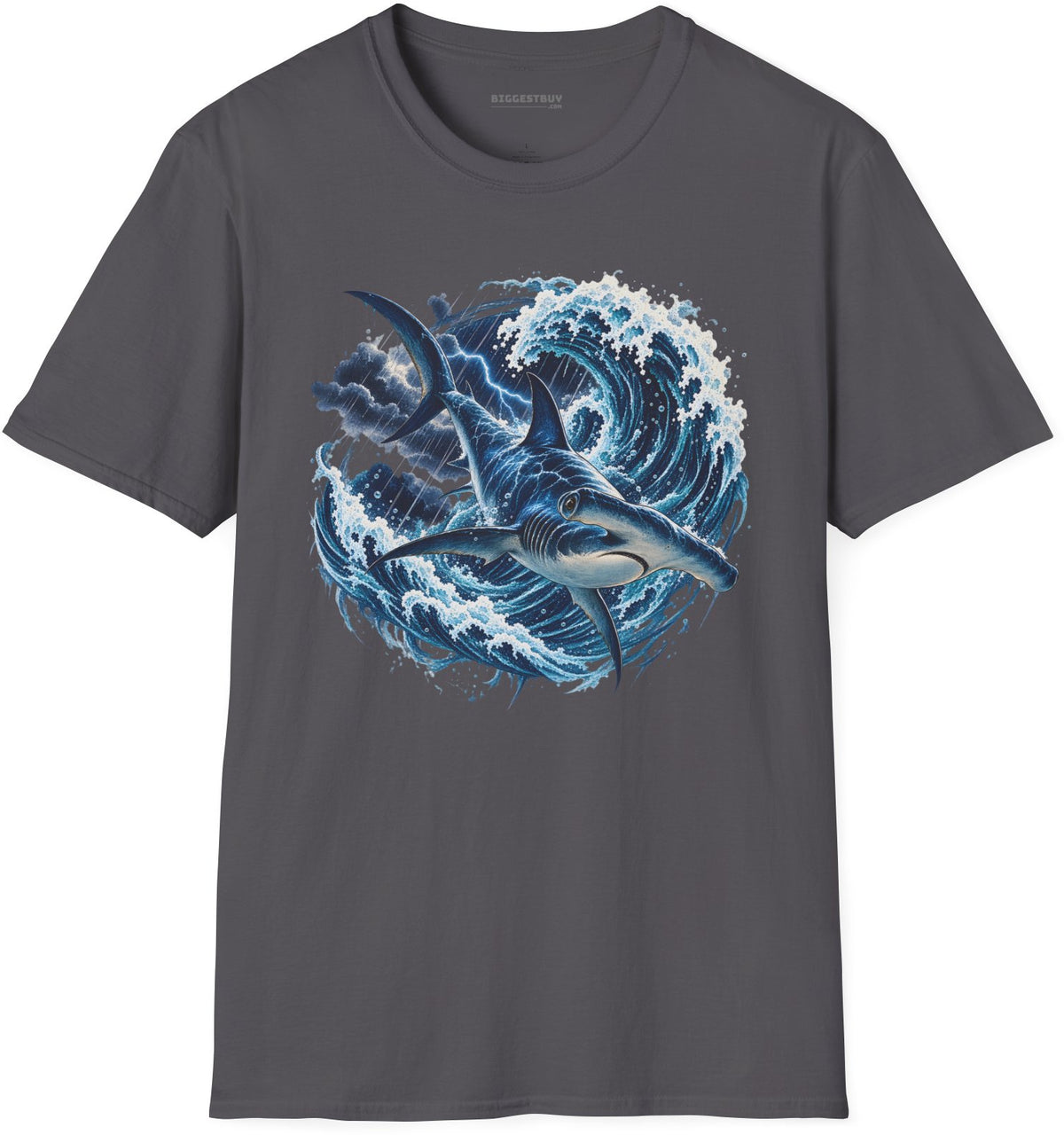 Oceanic Roar - Softstyle T-Shirt in Charcoal, front view