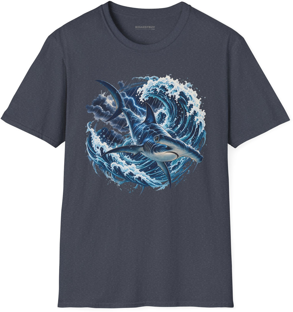 Oceanic Roar - Softstyle T-Shirt in Heather Navy, front view