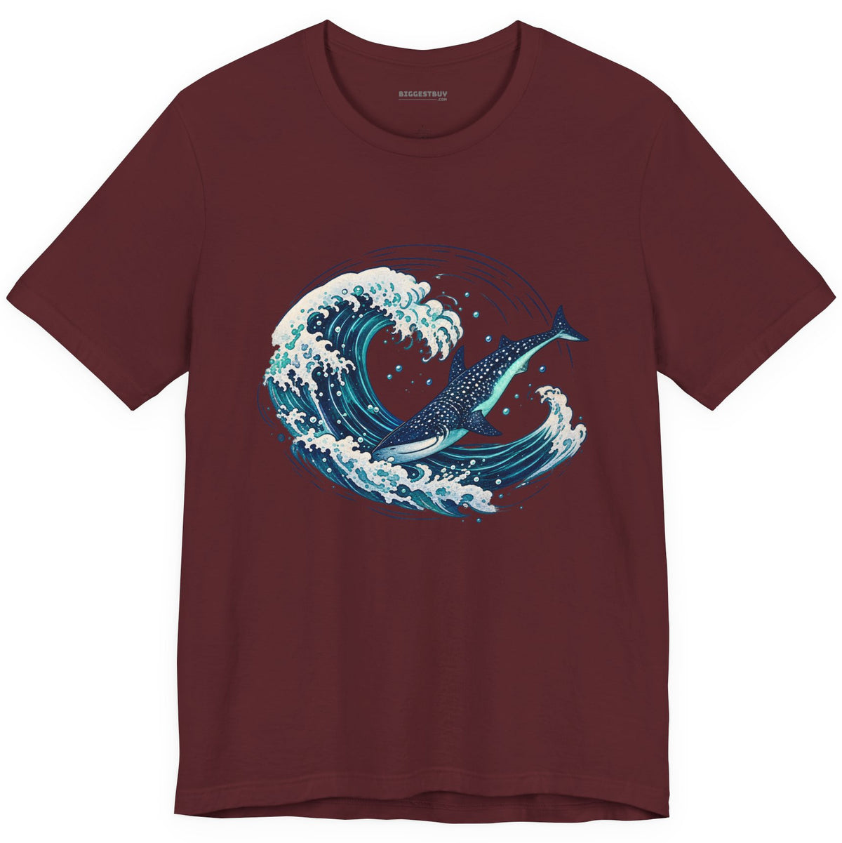 Oceans Splash - Classic Jersey Tee in Maroon, front view