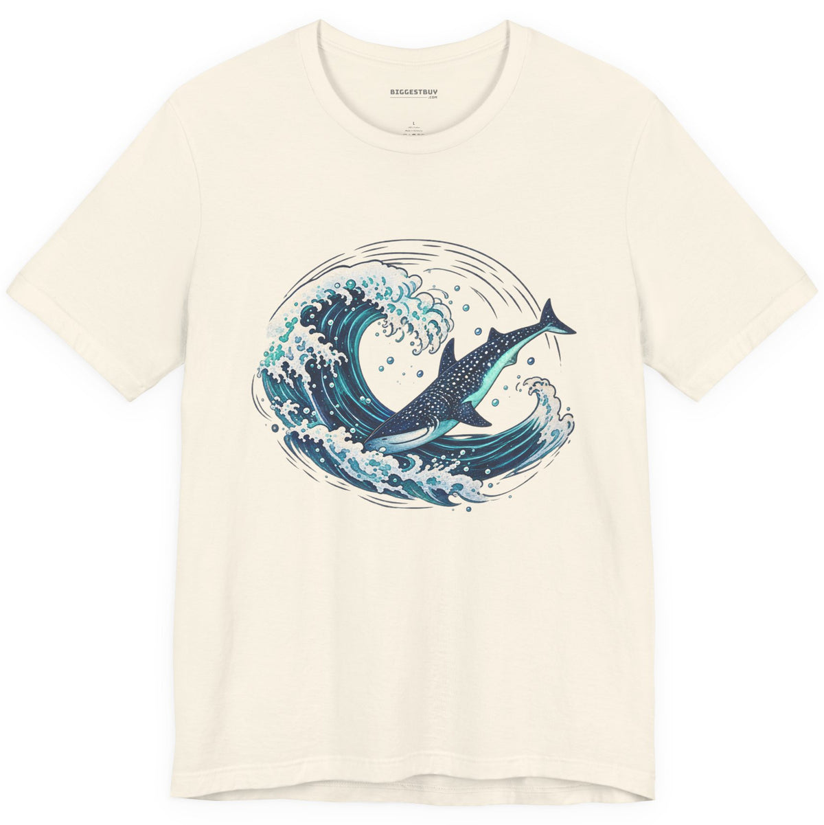 Oceans Splash - Classic Jersey Tee in Natural, front view