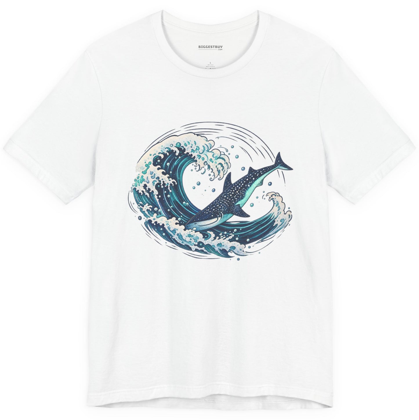 Oceans Splash - Classic Jersey Tee in White, front view