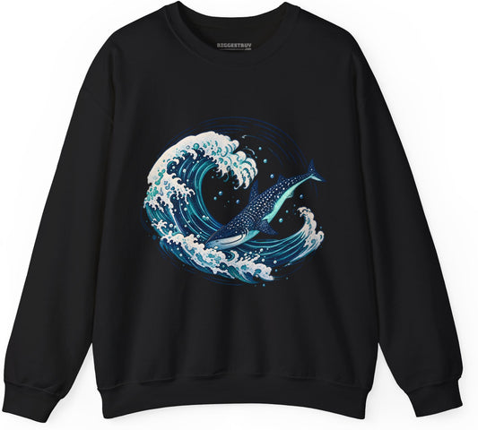 Oceans Splash - Crewneck Sweatshirt in Black, front view