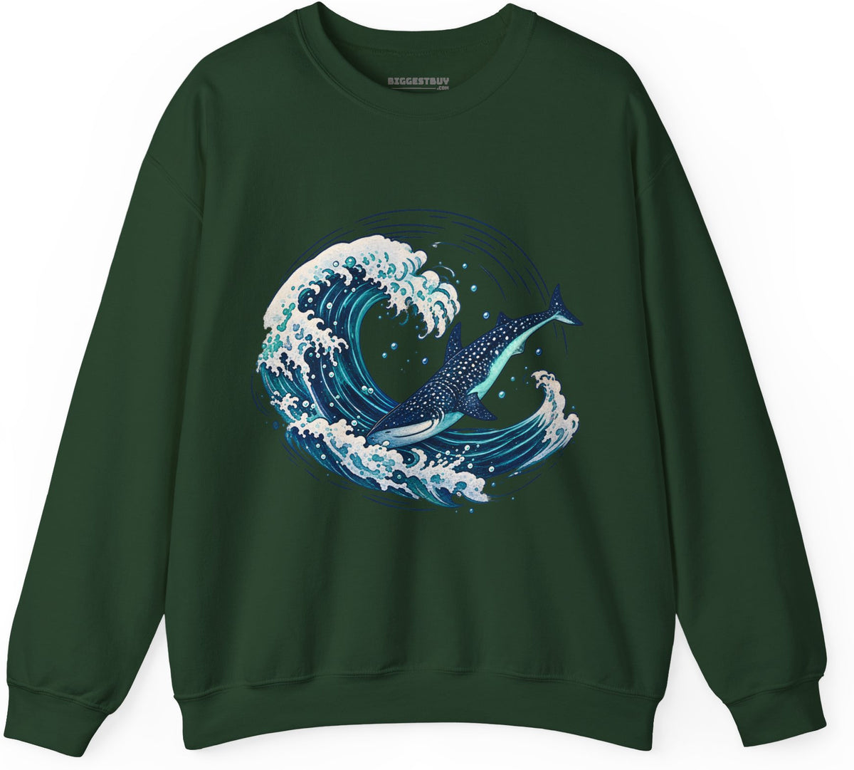Oceans Splash - Crewneck Sweatshirt in Forest Green, front view