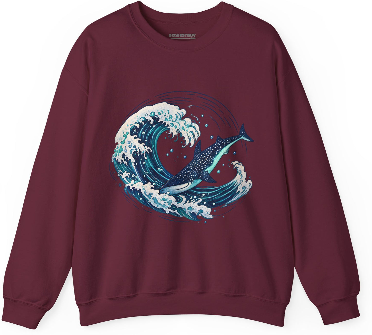 Oceans Splash - Crewneck Sweatshirt in Maroon, front view