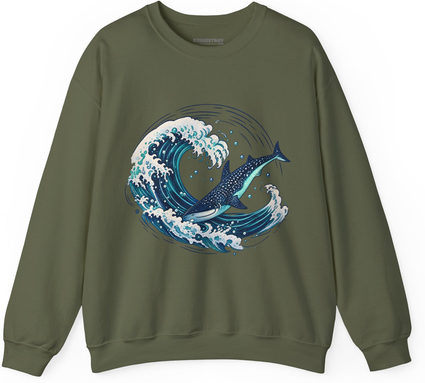 Oceans Splash - Crewneck Sweatshirt in Military Green, front view