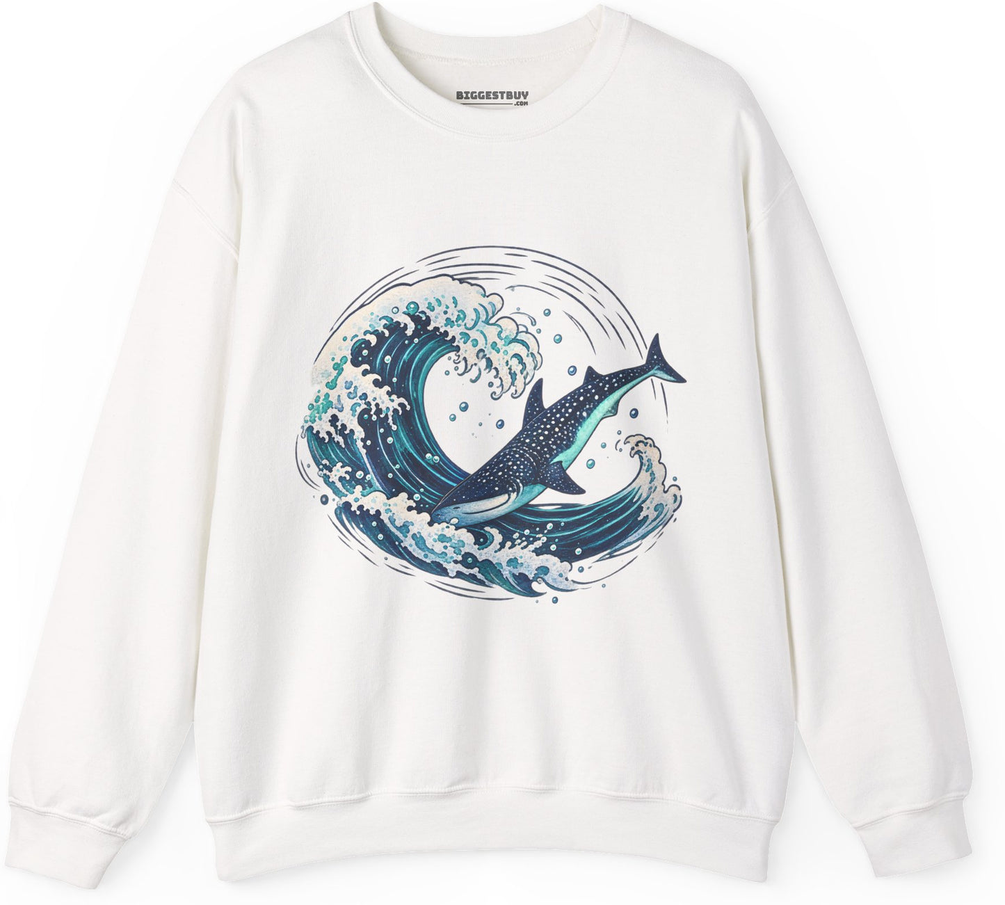 Oceans Splash - Crewneck Sweatshirt in White, front view