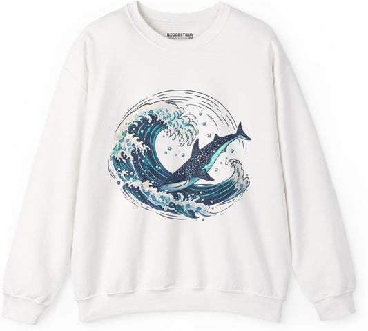 Oceans Splash - Crewneck Sweatshirt in White, front view
