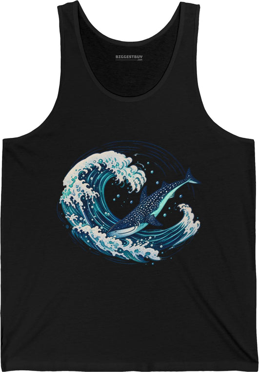 Oceans Splash - Jersey Tank Top in Black, front view