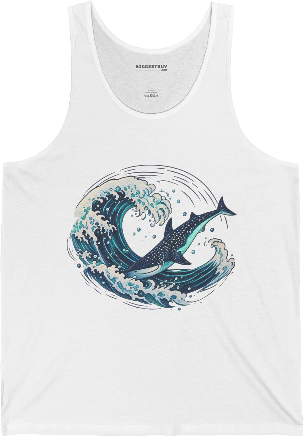 Oceans Splash - Jersey Tank Top in White, front view