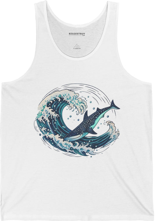 Oceans Splash - Jersey Tank Top in White, front view