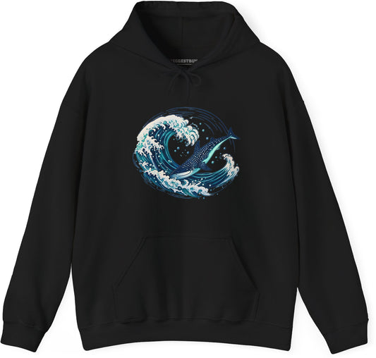 Oceans Splash - Pullover Hoodie in Black, front view