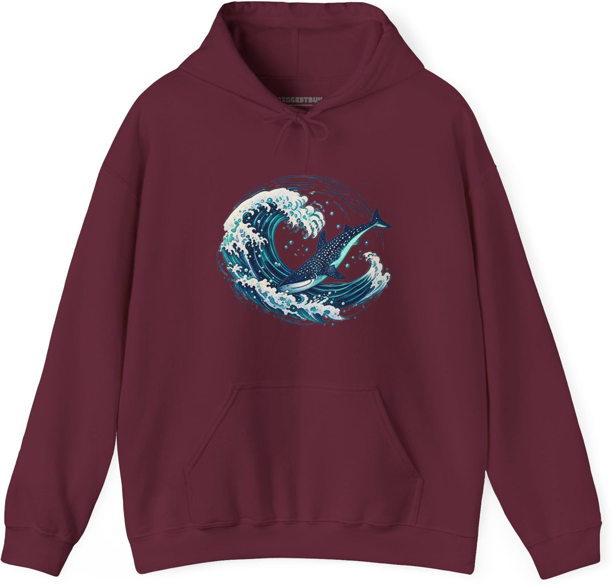 Oceans Splash - Pullover Hoodie in Maroon, front view