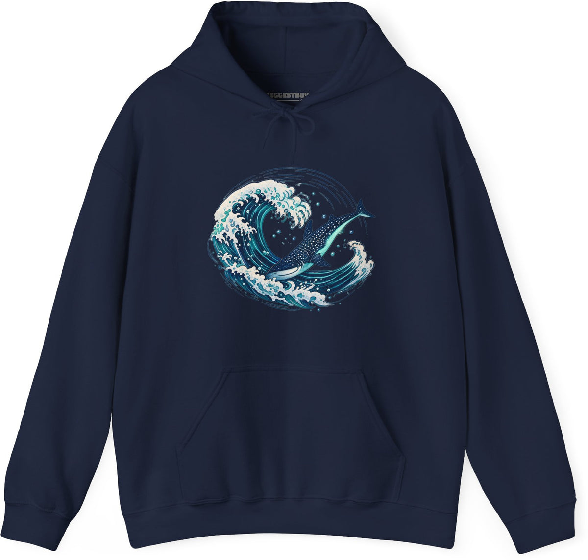 Oceans Splash - Pullover Hoodie in Navy, front view