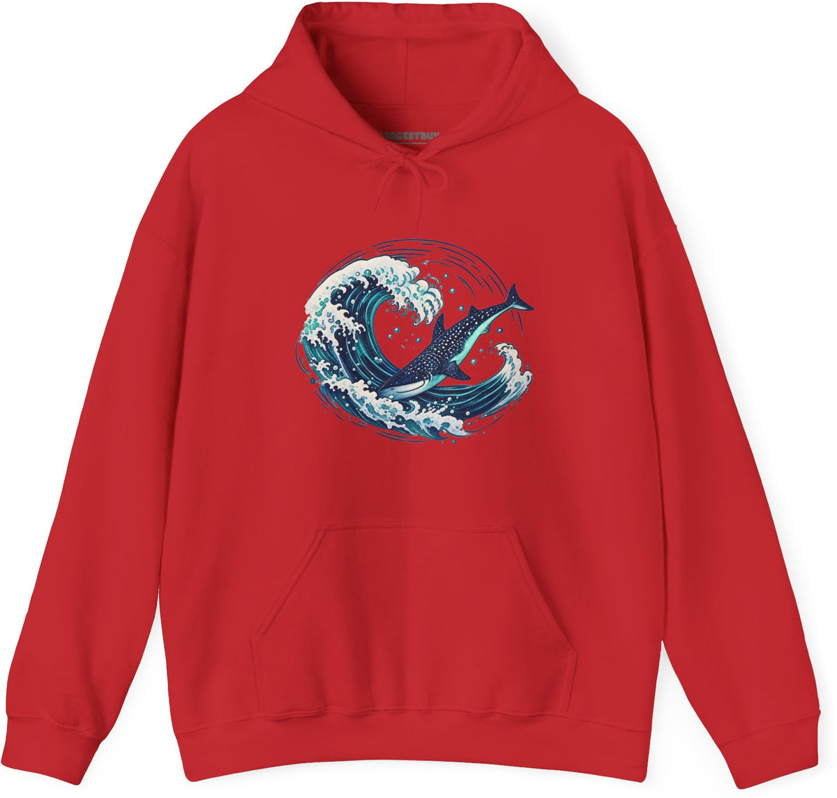 Oceans Splash - Pullover Hoodie in Red, front view