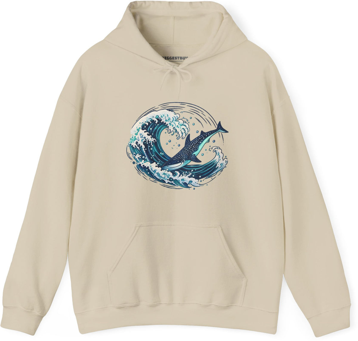 Oceans Splash - Pullover Hoodie in Sand, front view