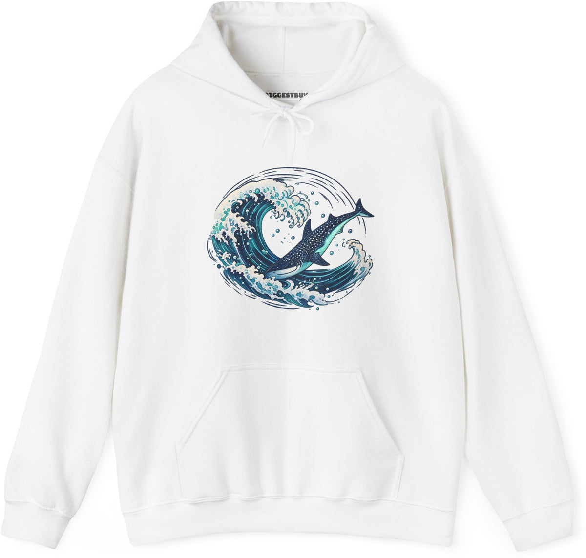 Oceans Splash - Pullover Hoodie in White, front view