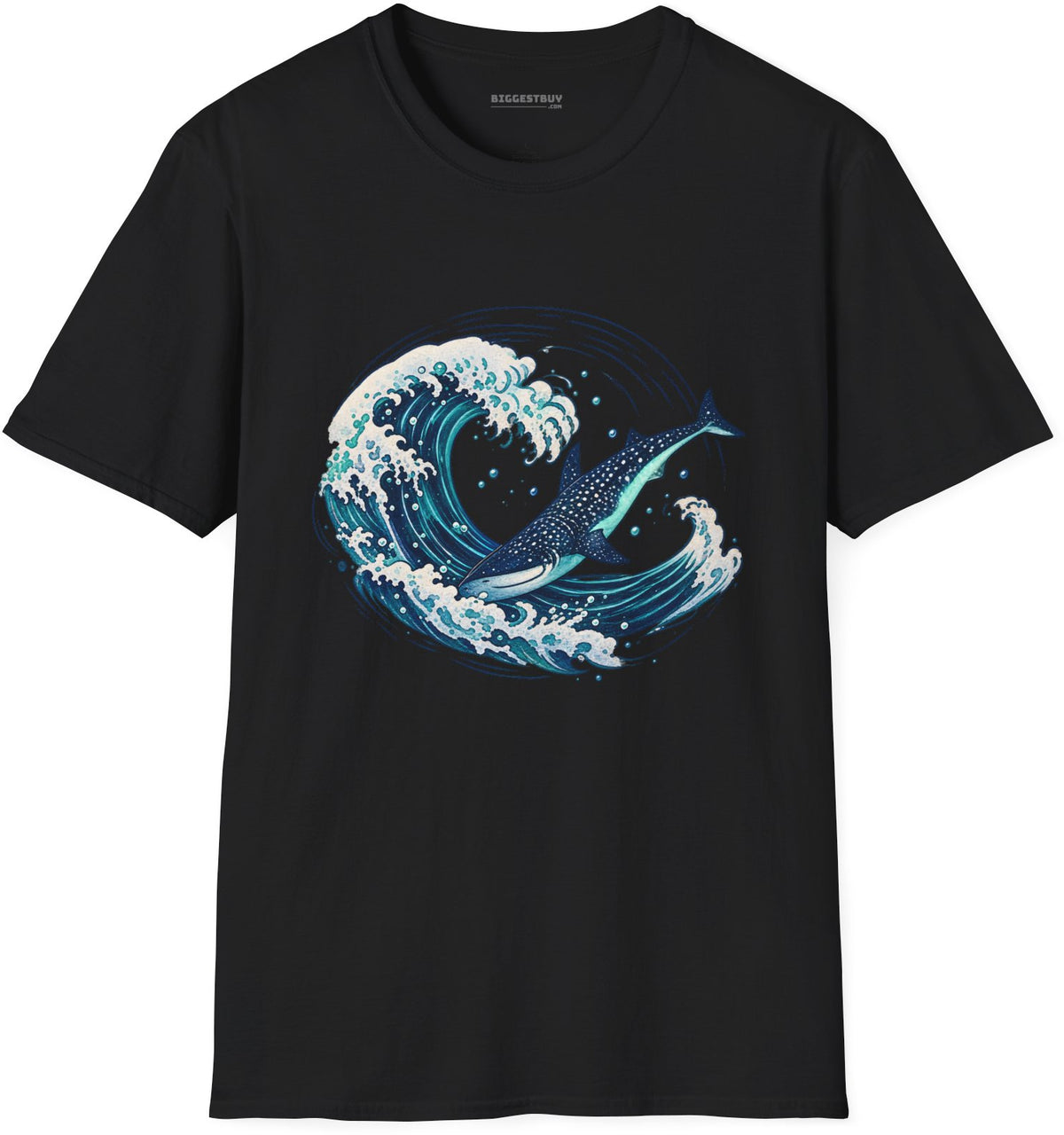 Oceans Splash - Softstyle T-Shirt in Black, front view