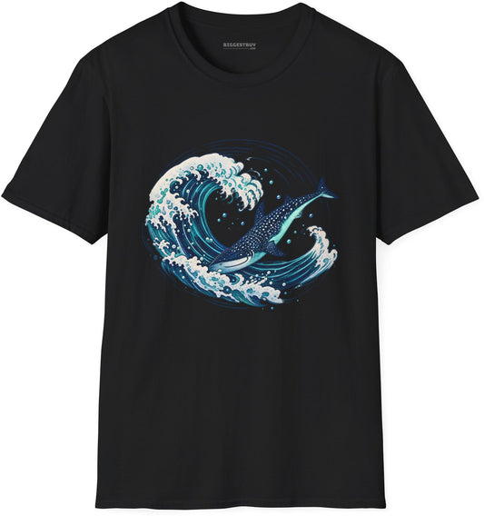 Oceans Splash - Softstyle T-Shirt in Black, front view