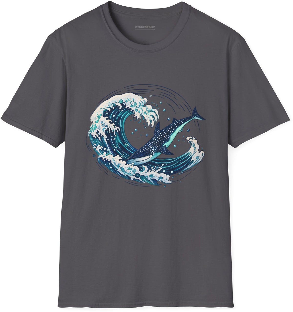 Oceans Splash - Softstyle T-Shirt in Charcoal, front view