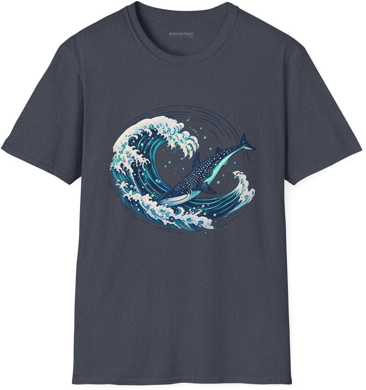 Oceans Splash - Softstyle T-Shirt in Heather Navy, front view