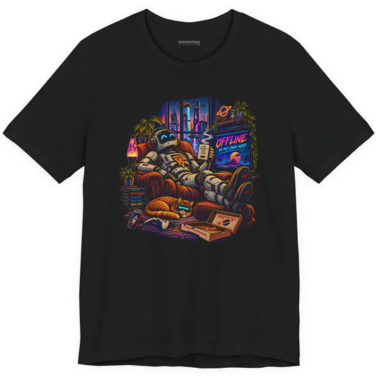 Offline Orbit - Classic Jersey Tee in Black, front view
