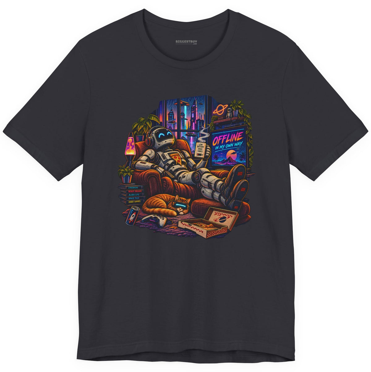 Offline Orbit - Classic Jersey Tee in Dark Grey, front view