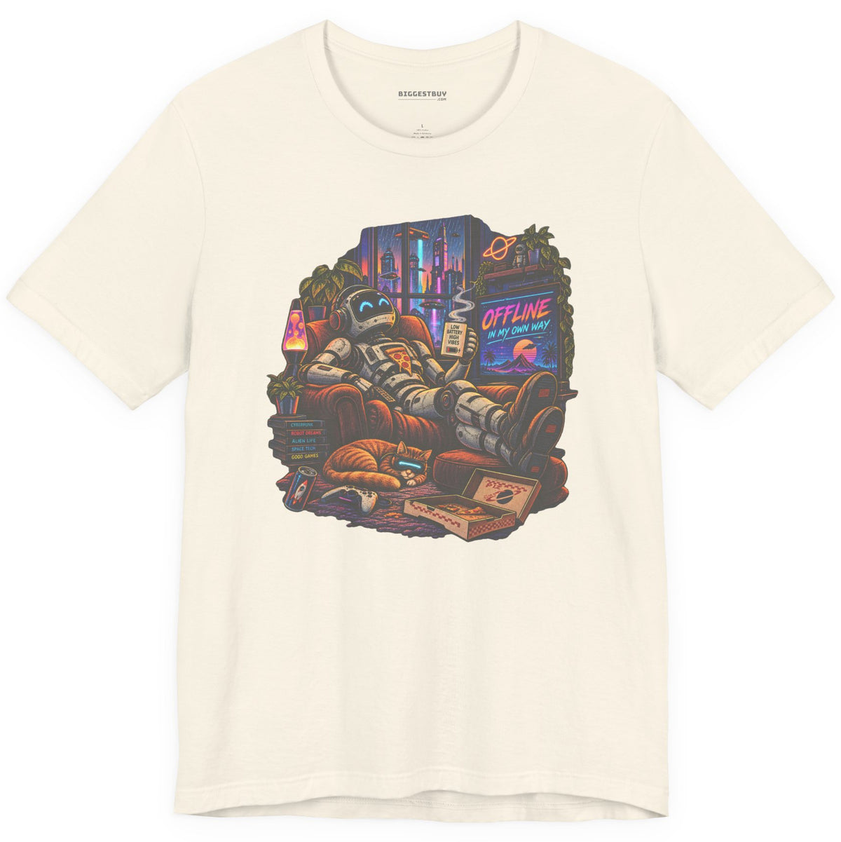 Offline Orbit - Classic Jersey Tee in Natural, front view