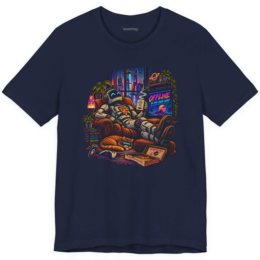 Offline Orbit - Classic Jersey Tee in Navy, front view