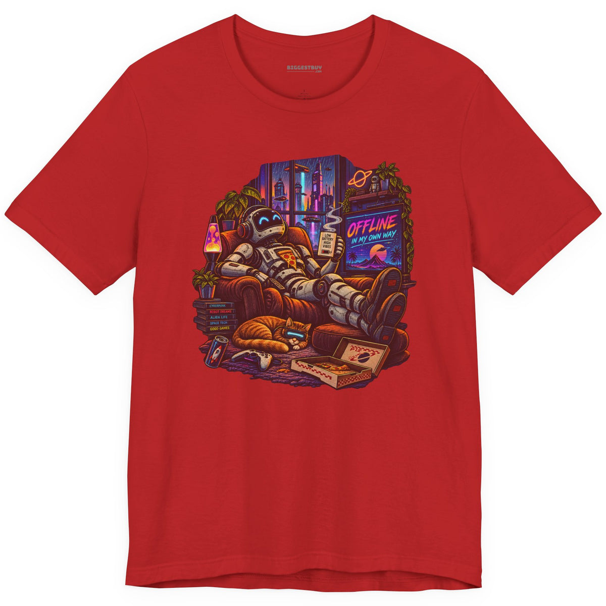 Offline Orbit - Classic Jersey Tee in Red, front view