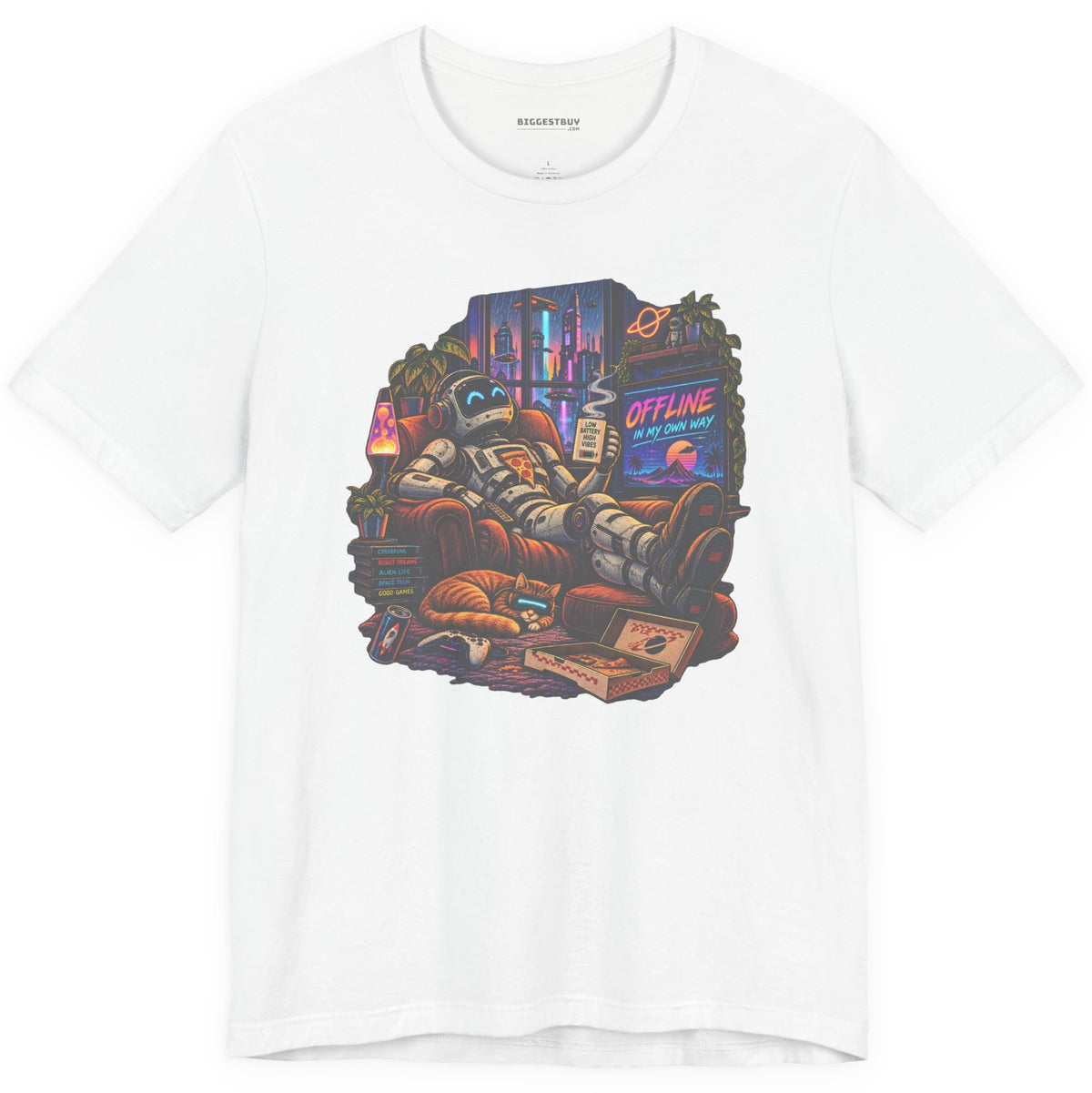 Offline Orbit - Classic Jersey Tee in White, front view