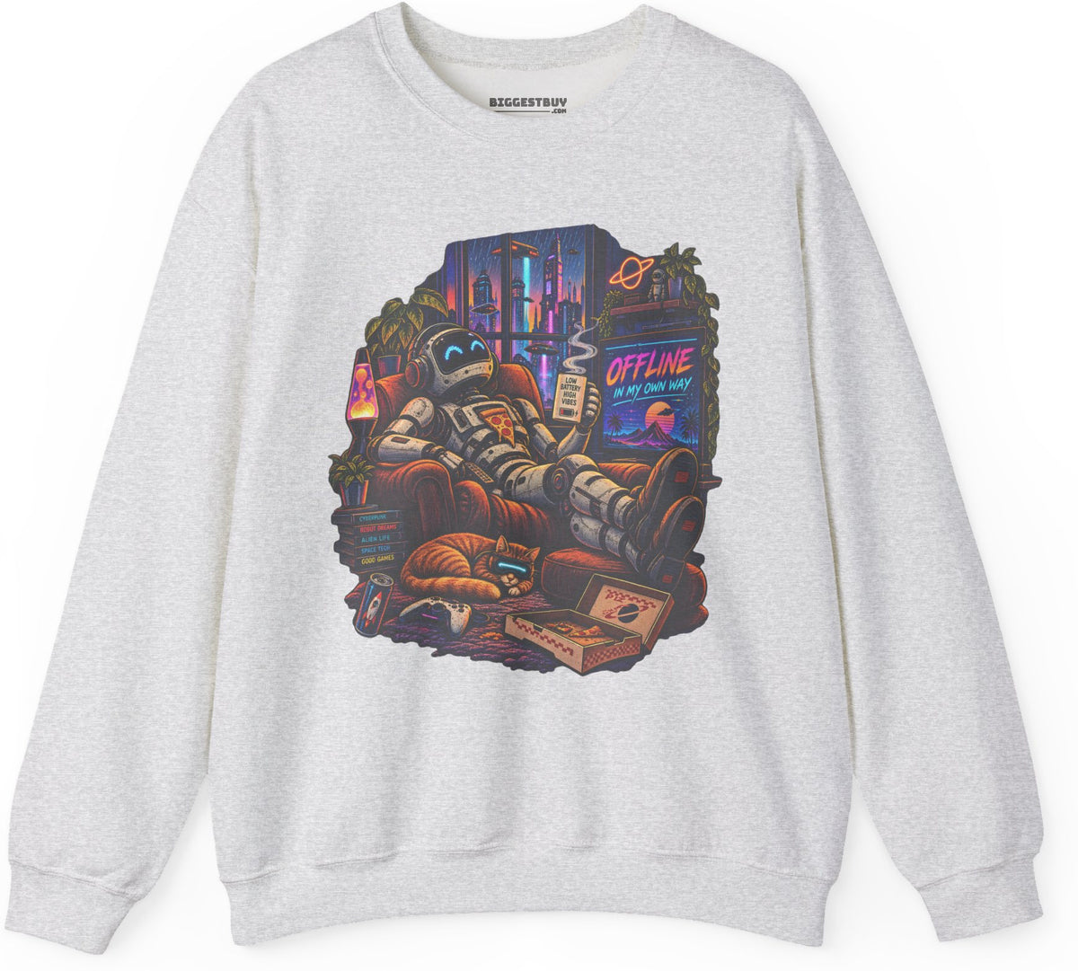 Offline Orbit - Crewneck Sweatshirt in Ash, front view