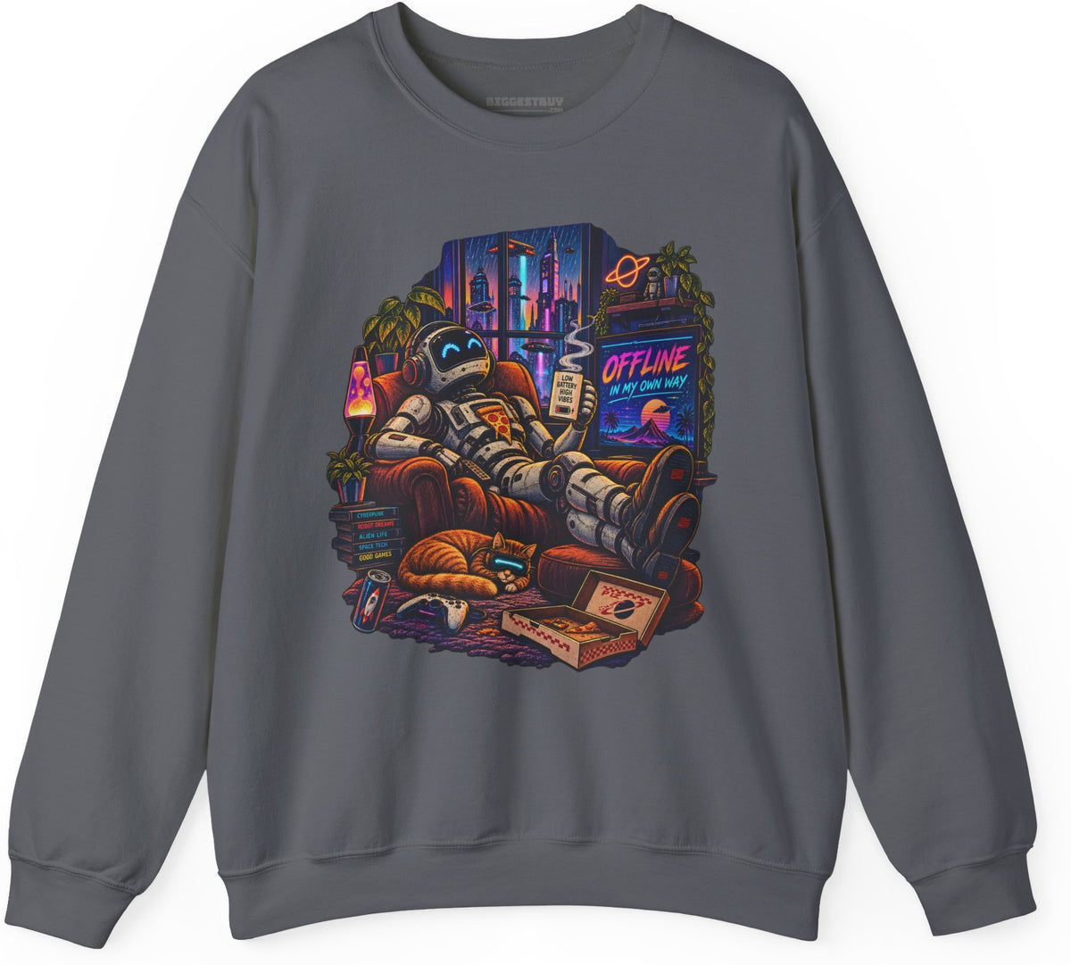 Offline Orbit - Crewneck Sweatshirt in Charcoal, front view