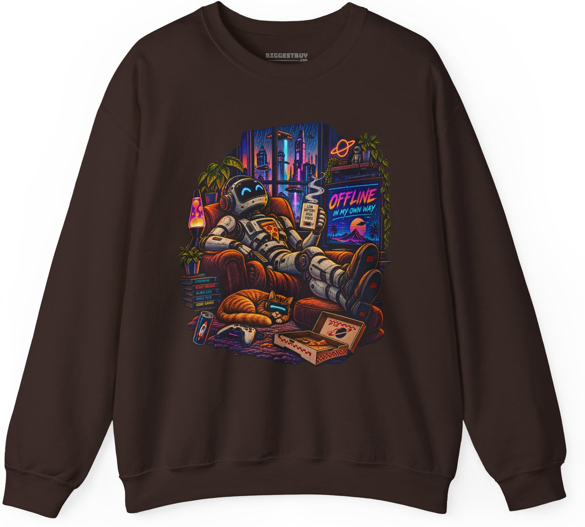 Offline Orbit - Crewneck Sweatshirt in Dark Chocolate, front view