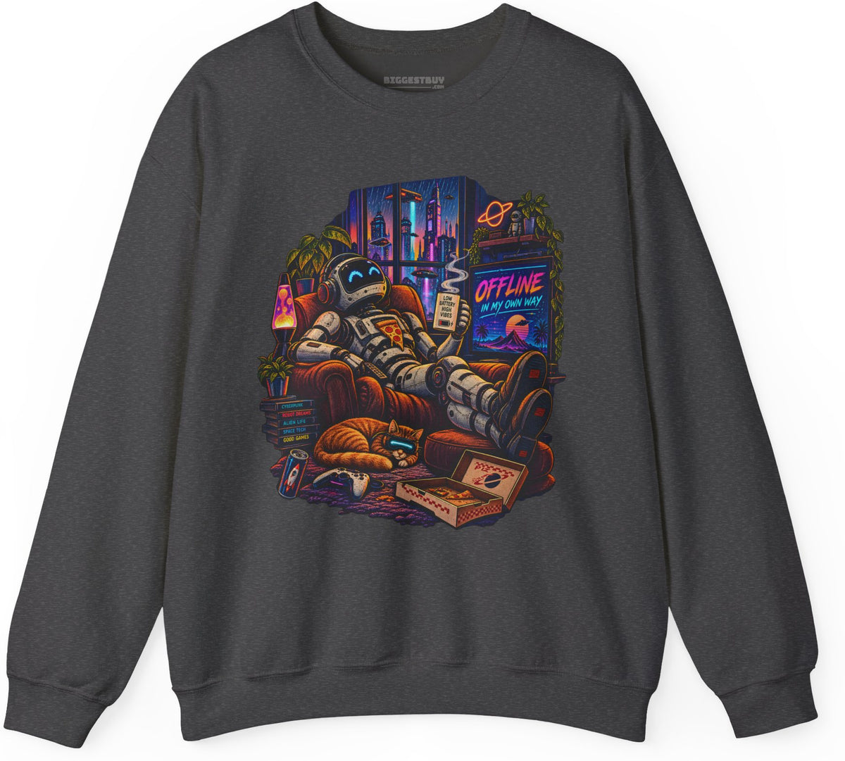 Offline Orbit - Crewneck Sweatshirt in Dark Heather, front view
