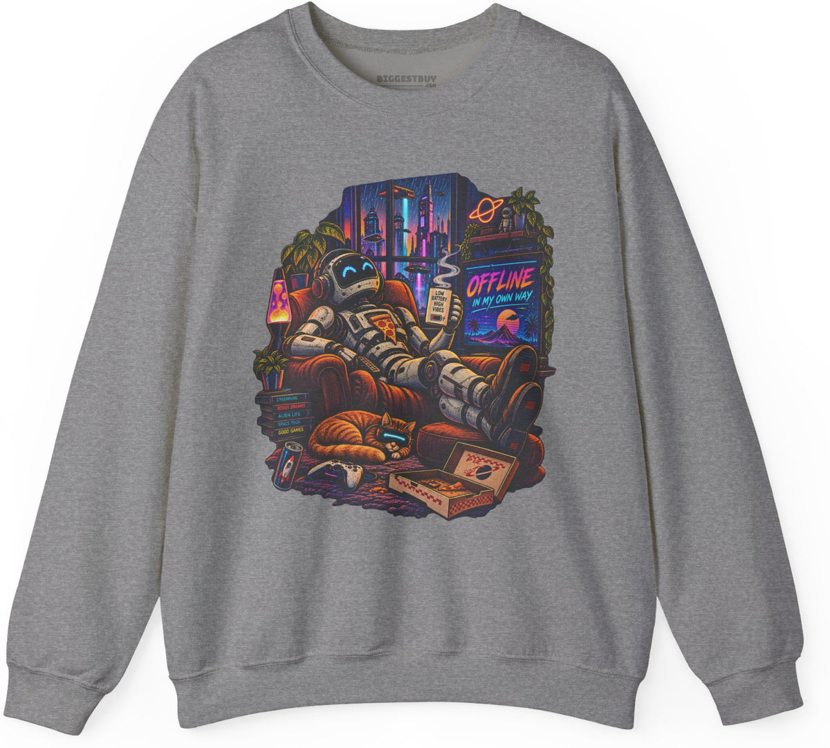 Offline Orbit - Crewneck Sweatshirt in Graphite Heather, front view