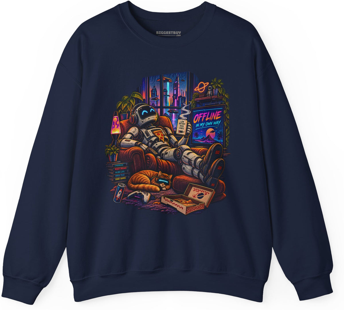 Offline Orbit - Crewneck Sweatshirt in Navy, front view