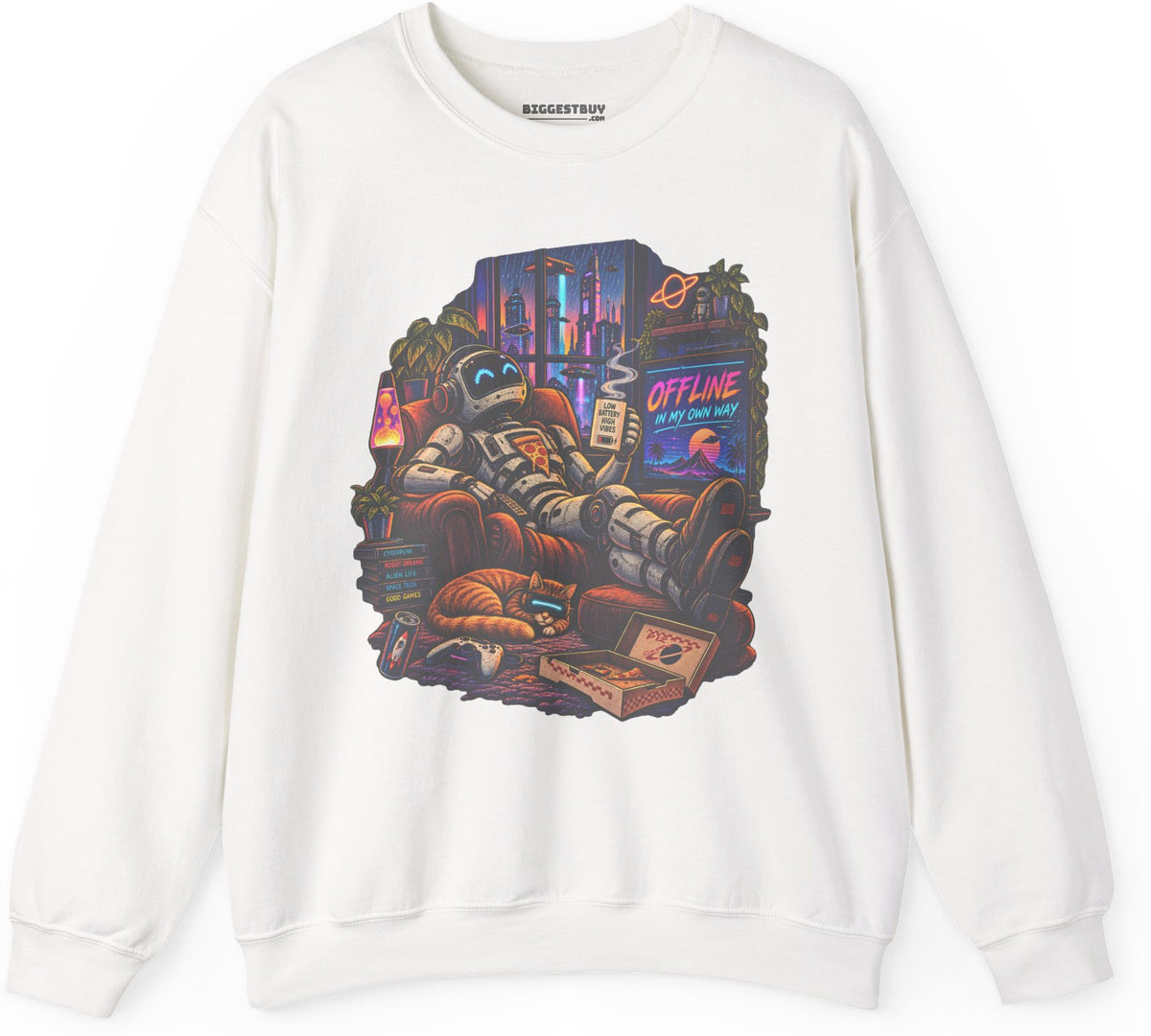 Offline Orbit - Crewneck Sweatshirt in White, front view