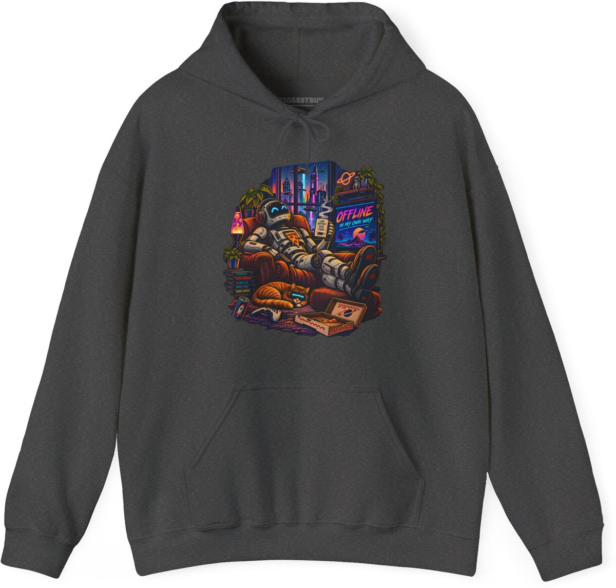 Offline Orbit - Pullover Hoodie in Dark Heather, front view